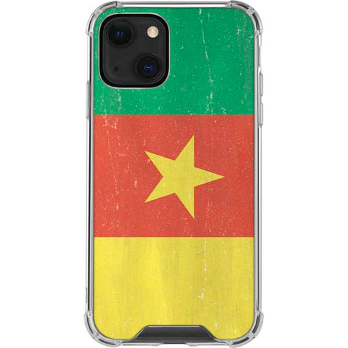 Cameroon Flag Distressed iPhone 13 Clear Case