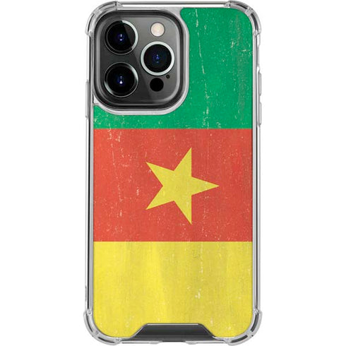 Cameroon Flag Distressed iPhone 13 Pro Clear Case