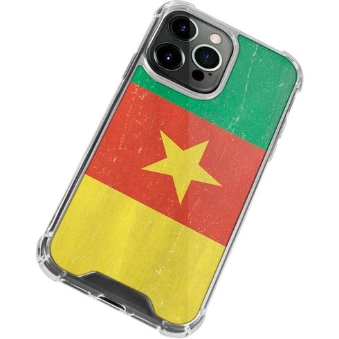Cameroon Flag Distressed iPhone 13 Pro Clear Case