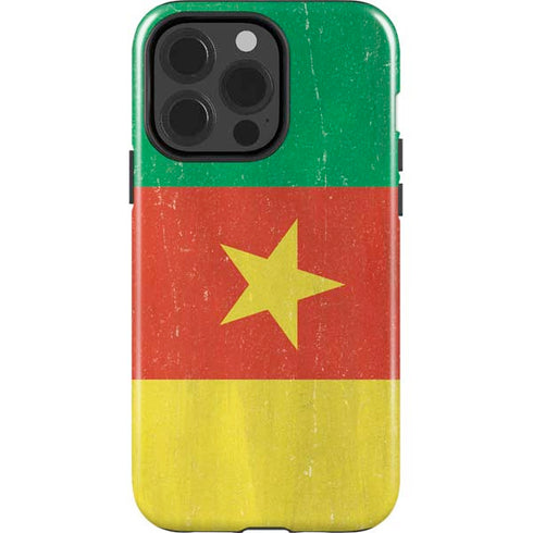 Cameroon Flag Distressed iPhone 14 Pro Impact Case