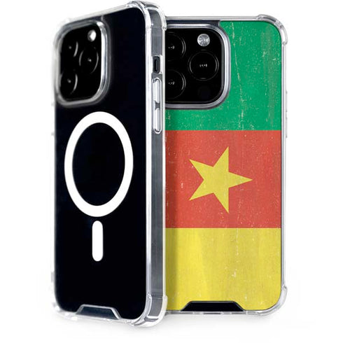 Cameroon Flag Distressed iPhone 15 Pro MagSafe Case