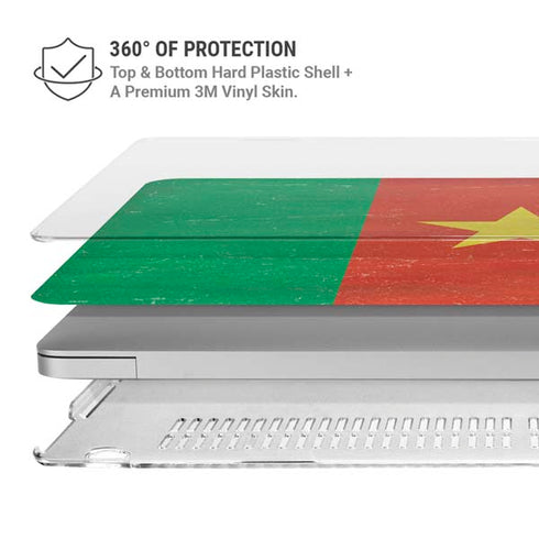 Cameroon Flag Distressed MacBook Pro 15in (2016-19) Case plus Skin