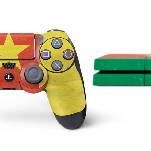 Cameroon Flag Distressed PS4 Console and Controller Bundle Skin