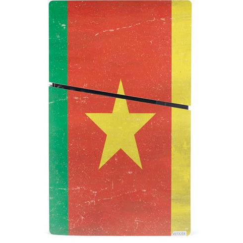 Cameroon Flag Distressed PS5 Slim Digital Edition Console Skin