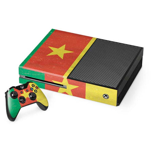 Cameroon Flag Distressed Xbox One Console and Controller Bundle Skin