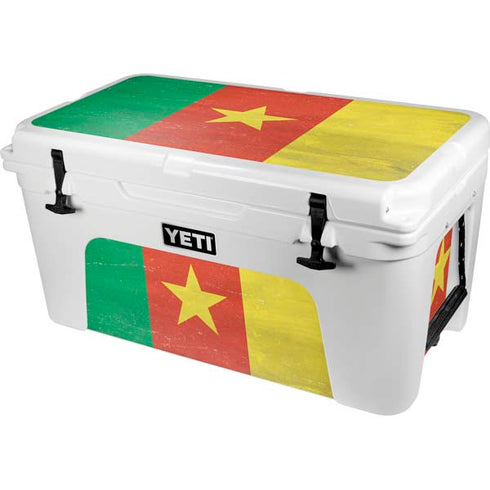 Cameroon Flag Distressed YETI Tundra 65 Hard Cooler Skin