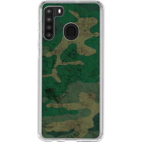 Camouflage Galaxy A21 Clear Case