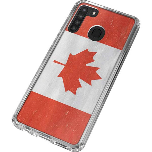 Canada Flag Distressed Galaxy A21 Clear Case