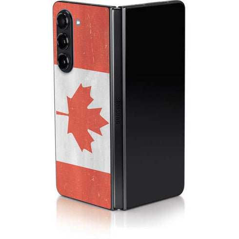 Canada Flag Distressed Galaxy Z Fold5 5G Skin