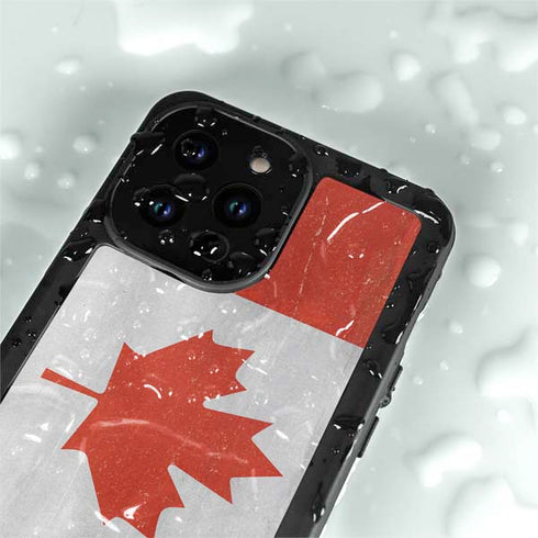 Canada Flag Distressed iPhone 14 Pro Max Waterproof Case