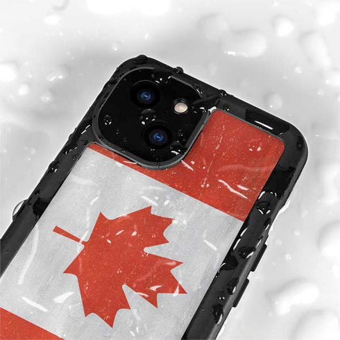 Canada Flag Distressed iPhone 15 Plus Waterproof Case
