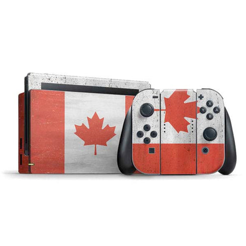 Canada Flag Distressed Nintendo Switch Bundle Skin