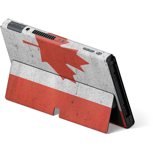 Canada Flag Distressed Nintendo Switch OLED (2021) Skin