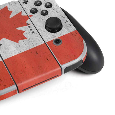 Canada Flag Distressed Nintendo Switch OLED (2021) Skin