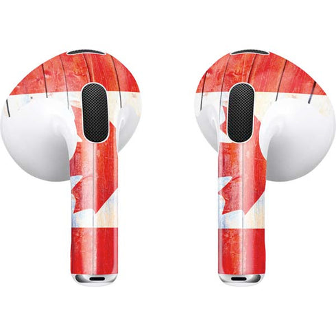 Canada Flag Light Wood Apple AirPods (3rd Gen 2021) Skin