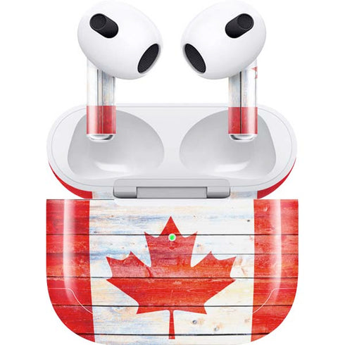 Canada Flag Light Wood Apple AirPods (3rd Gen 2021) Skin