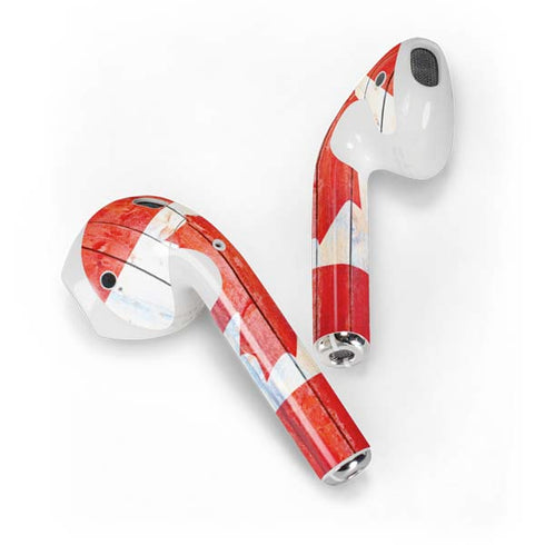 Canada Flag Light Wood Apple AirPods Skin