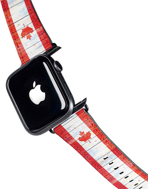 Canada Flag Light Wood Apple Watch Band 42-44mm