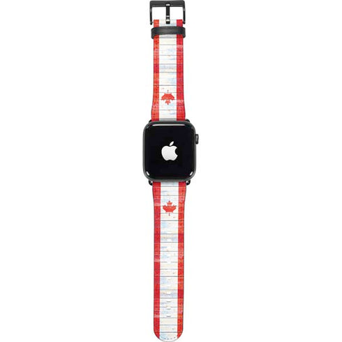 Canada Flag Light Wood Apple Watch Band 42-44mm