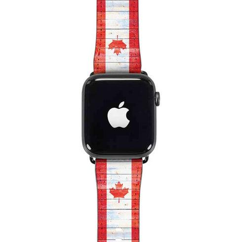 Canada Flag Light Wood Apple Watch Band 38-40mm