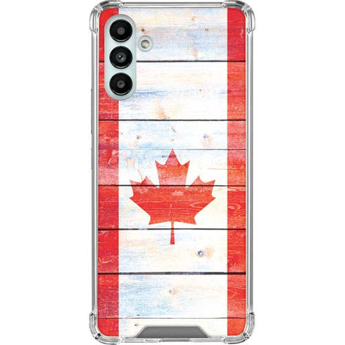 Canada Flag Light Wood Galaxy A13 5G Clear Case