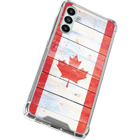 Canada Flag Light Wood Galaxy A13 5G Clear Case