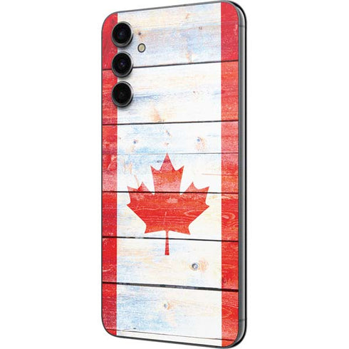 Canada Flag Light Wood Galaxy A14 5G Skin