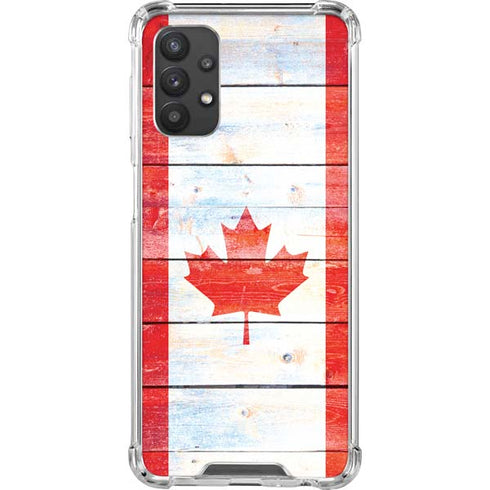 Canada Flag Light Wood Galaxy A32 5G Clear Case