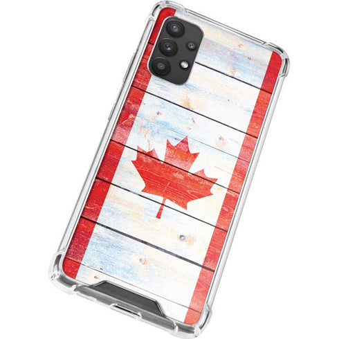 Canada Flag Light Wood Galaxy A32 5G Clear Case