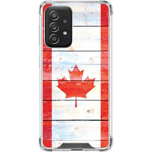 Canada Flag Light Wood Galaxy A52 5G Clear Case