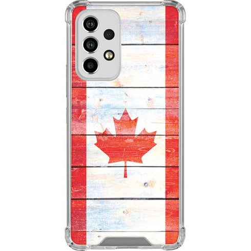 Canada Flag Light Wood Galaxy A53 5G Clear Case