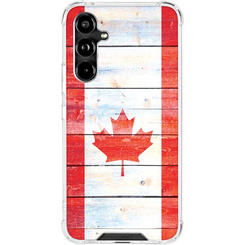Canada Flag Light Wood Galaxy A54 5G Clear Case