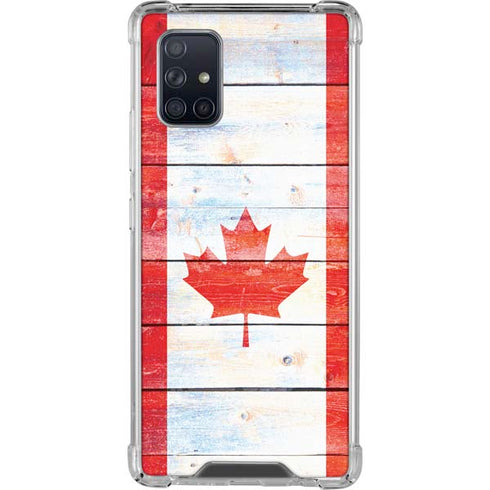 Canada Flag Light Wood Galaxy A71 5G Clear Case