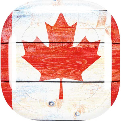 Canada Flag Light Wood Galaxy Buds Live Skin