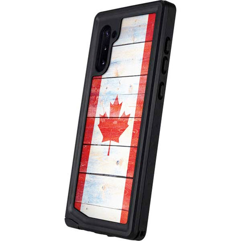 Canada Flag Light Wood Galaxy Note 10 Waterproof Case