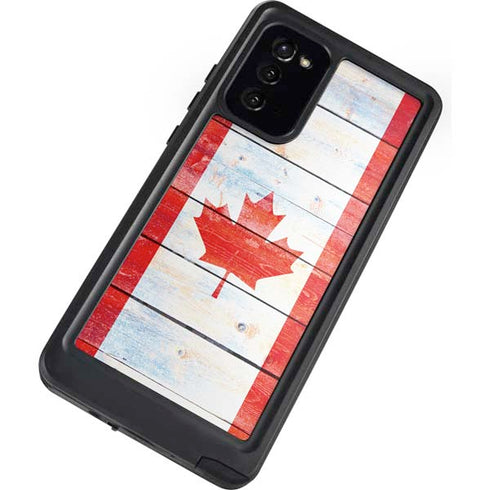 Canada Flag Light Wood Galaxy Note20 5G Waterproof Case