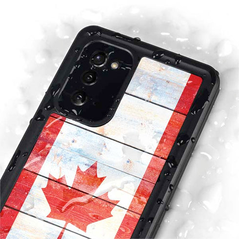Canada Flag Light Wood Galaxy Note20 5G Waterproof Case