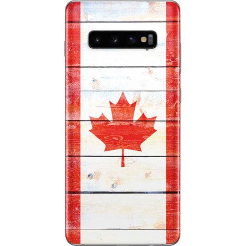 Canada Flag Light Wood Galaxy S10 Plus Skin