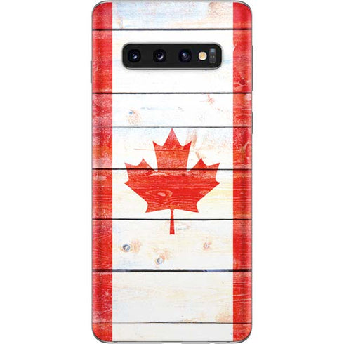 Canada Flag Light Wood Galaxy S10 Skin