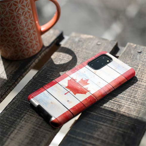 Canada Flag Light Wood Galaxy S20 Plus Pro Case