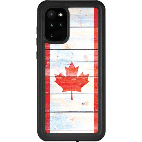 Canada Flag Light Wood Galaxy S20 Plus Waterproof Case