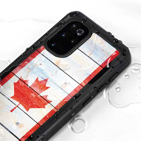 Canada Flag Light Wood Galaxy S20 Plus Waterproof Case