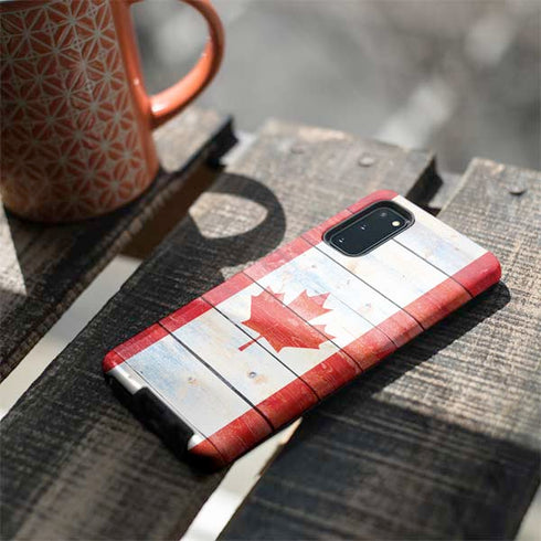 Canada Flag Light Wood Galaxy S20 Pro Case