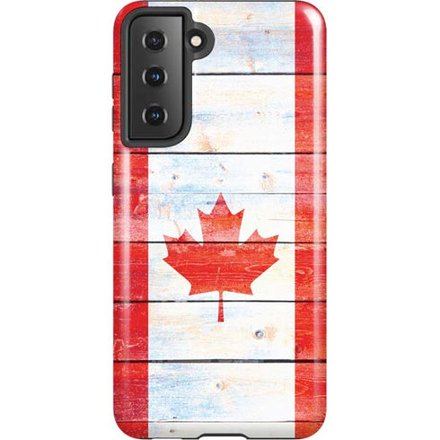 Canada Flag Light Wood Galaxy S21 5G Pro Case