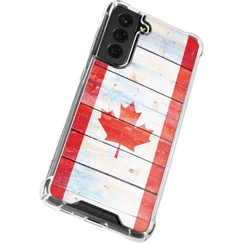 Canada Flag Light Wood Galaxy S21 FE Clear Case
