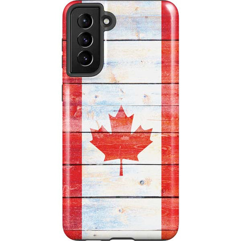 Canada Flag Light Wood Galaxy S21 FE Pro Case