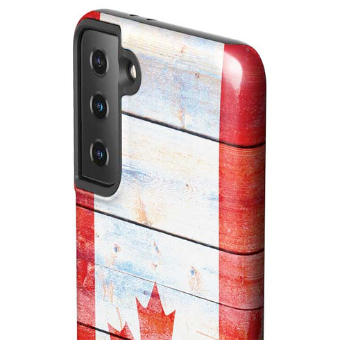Canada Flag Light Wood Galaxy S21 FE Pro Case