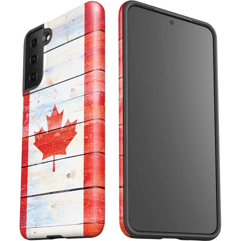 Canada Flag Light Wood Galaxy S21 FE Pro Case