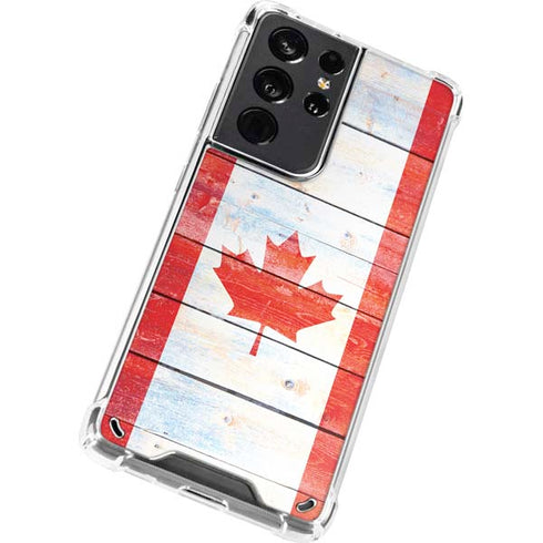 Canada Flag Light Wood Galaxy S21 Ultra 5G Clear Case