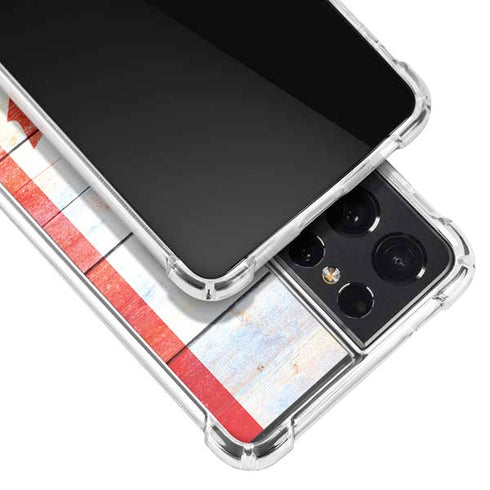 Canada Flag Light Wood Galaxy S21 Ultra 5G Clear Case
